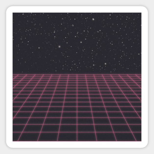 Synthwave Grid Sticker by taoistviking